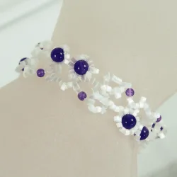 Bracelet M Gold filled 14K - Arabesque Amethyst-Satin white - Bracelet M Gold filled 14K - Gold filled 14K